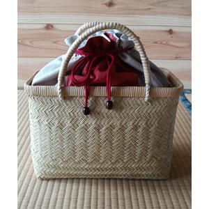 岩手県鳥越地区の竹細工 スズ竹 篠竹 市場かご 尺四 W44cm ビニール