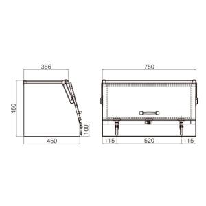 日本ボデーパーツ工業 2750653 HKK-750B ステンレス製工具箱 中間鋼種