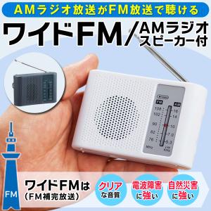 携帯ラジオ 本体 ワイドFM AM 対応 スピーカー内蔵 電池式 ポケット