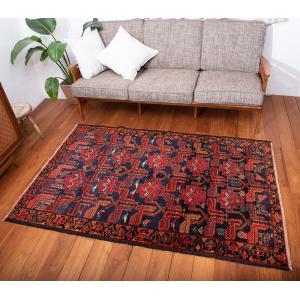 送料無料 ラグ バローチ アンティーク マット 遊牧民バローチの手織り