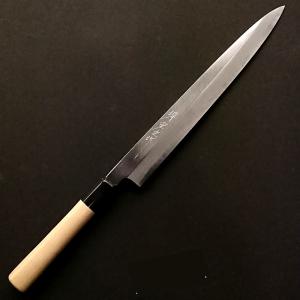 堺宏之作 白鋼 霞仕上げ 水牛桂柄 柳刃包丁 300mm(1尺)（刺身包丁