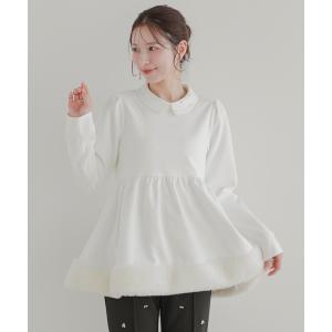 Fit more（フィットモア） レース衿裾ドッキングスウェット レディース