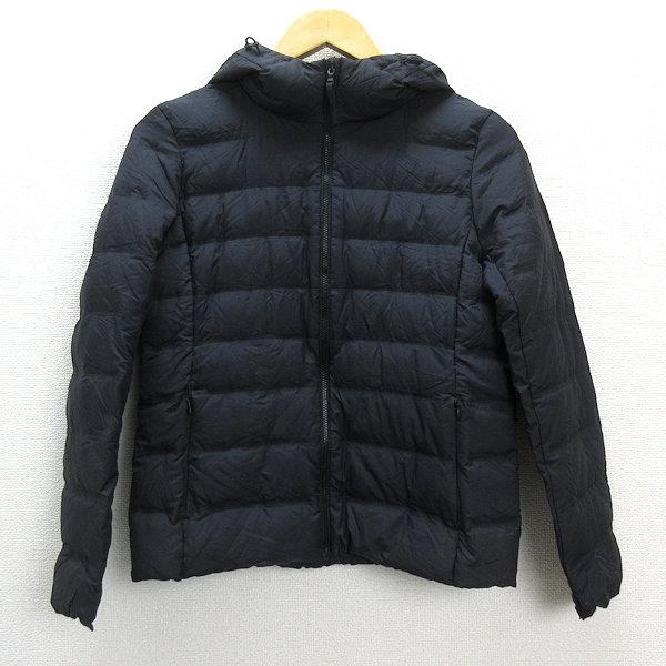 U□ユニクロ/UNIQLO フーディー シームレスダウンジャケット□黒