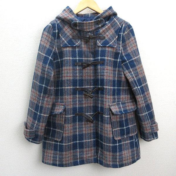 H□ハリスツイード/HarrisTweed チェックウール ダッフルコート【S