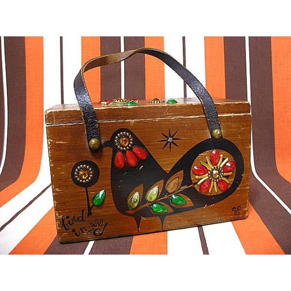 ビンテージ60's○Enid Collins木箱バッグ○200613f15-bag-hndエニッド