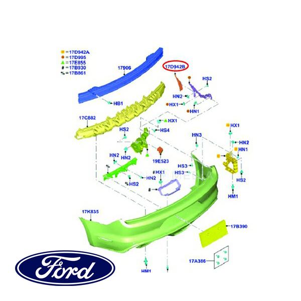 フォード純正 リアバンパー サイドブラケット サイドステー 右側 RH