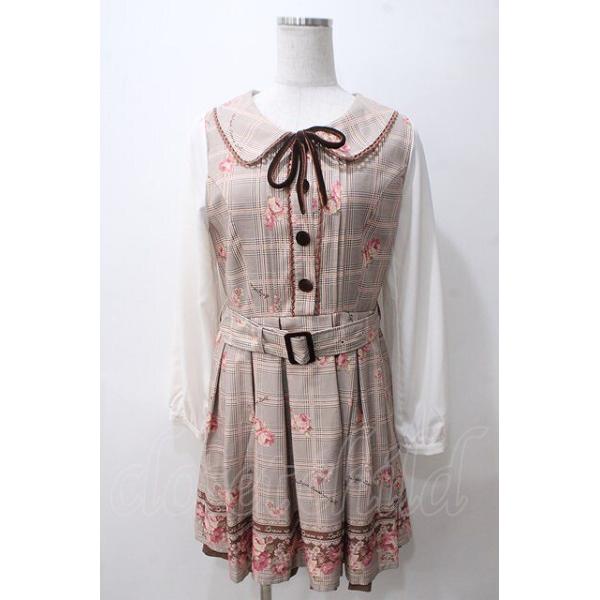 SALE】LIZ LISA / グレンチェックローズワンピース 0 ブラウン Y-25-05