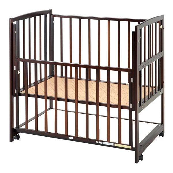 ヤマサキ ベビーベッド国産 ハイタイプ ツーオープン ダークブラウン