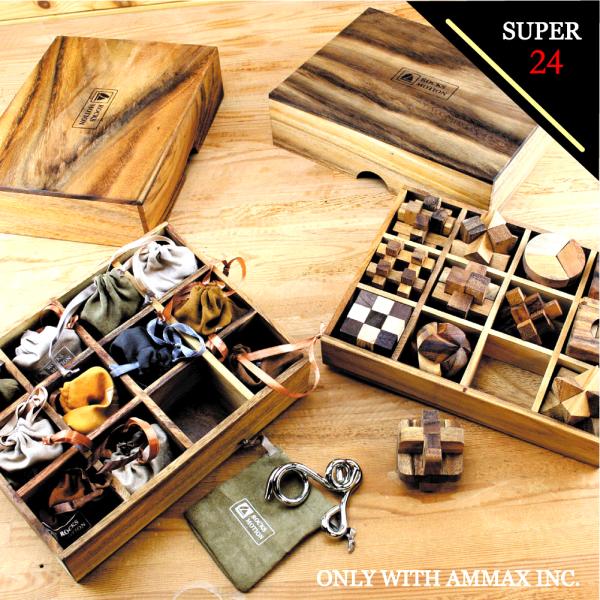 永久保存版】木製立体パズル12個＆知恵の輪12個のセット ギフトに最適