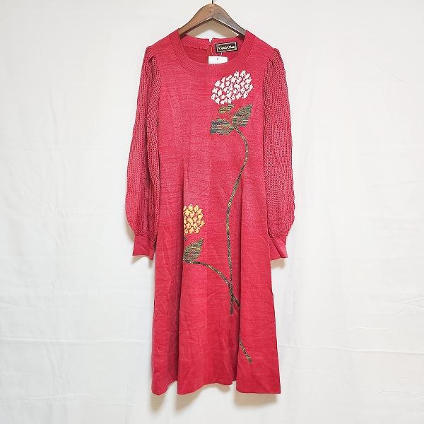 斉藤都世子 #anc サイトウトヨコ ワンピース 赤 花柄 紫陽花柄 バック