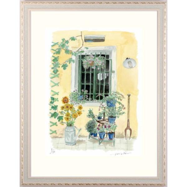 フランス 絵画 風景画 版画 ジークレー 池崎一郎 「窓」 額付き