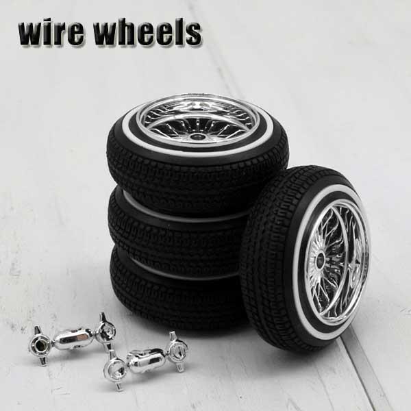 1：18 プラモデル ミニカー カスタムパーツ ワイヤーホイール＆タイヤ