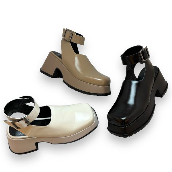 MANA（マナ） シューズ ボリュームソール スクエア ベルト 厚底 靴