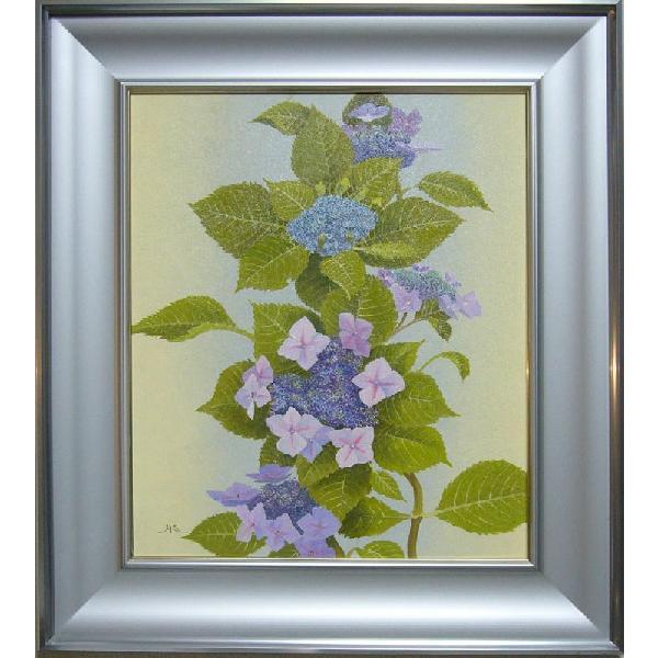 絵画 油絵 田浦信勝 肉筆油絵 静物画 額紫陽花 F8 : アートフジ - 通販