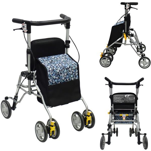 シルバーカー 歩行車 シンフォニーSPスリム 花柄紺 島製作所