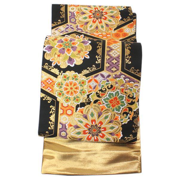 着物 帯 西陣織 ふくい織物謹製 最高級 袋帯 金箔 亀甲 宝相華 振袖用