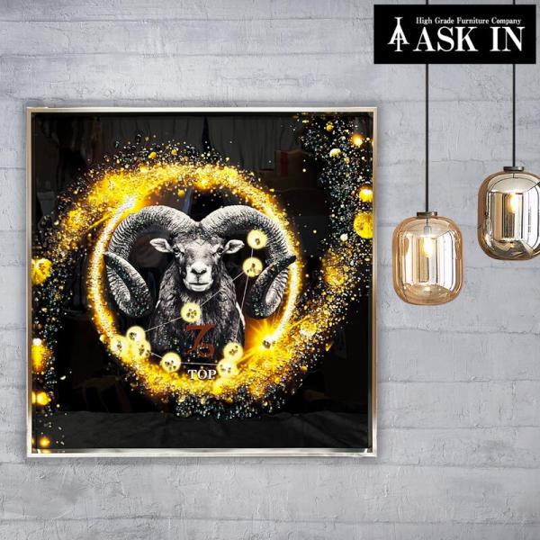 クリスタルアート トップ 51x51cm やぎ 山羊座 capricorn 星座 星