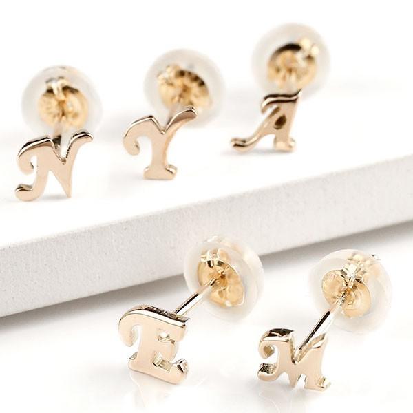 18金 ピアス レディース イニシャル 片耳ピアス 選べる ピンクゴールド