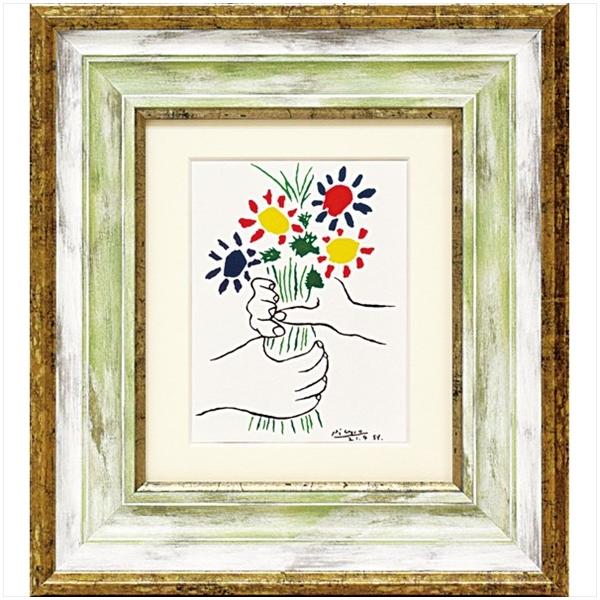 絵画 フランク・エル「パンジーのブーケ」額縁入/花の絵/インテリア