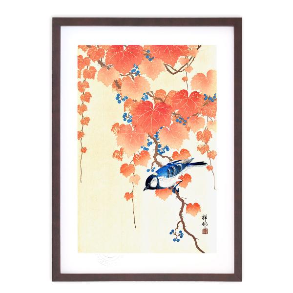 版画 絵画 名画 日本画 蔦に四十雀 小原古邨 インテリア 壁掛け 額入り