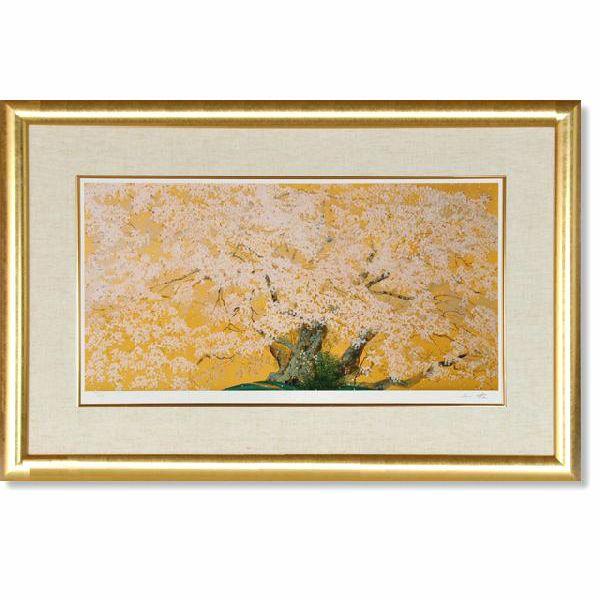 中島千波】金色の額縁に優雅な満開の桜 中島千波】金色の額縁