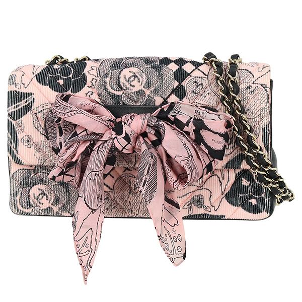 CAMELIA シャネル カメリアチェーンショルダーバッグ コーデュロイ