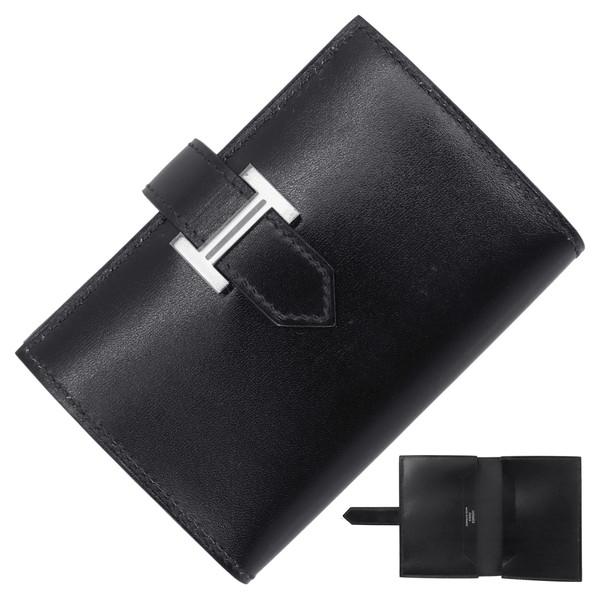 Bearn エルメス ベアンカードケース レザー ブラック シルバー金具