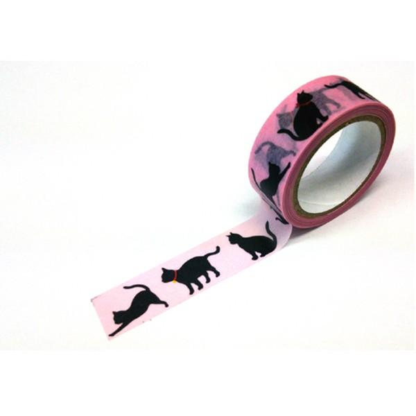 マスキングテープ 黒ネコ CT245 1個 ピンク くろねこ 黒猫 cat マステ