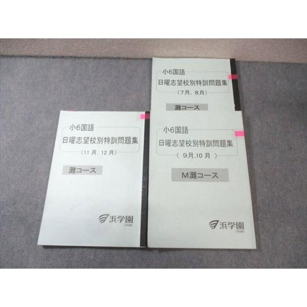 浜学園 小6 灘コース 日曜志望校別特訓問題集(7月〜12月) 2023 計3冊