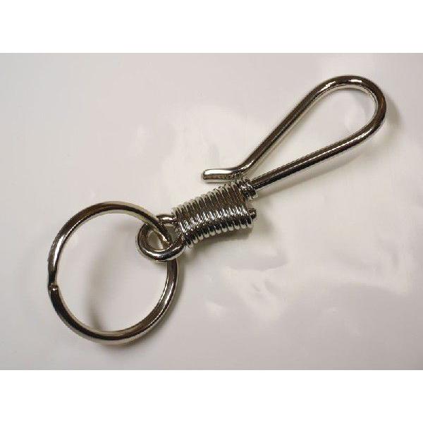 真鍮製 コイル付き 釣り針フック キーリング キーホルダー シルバー