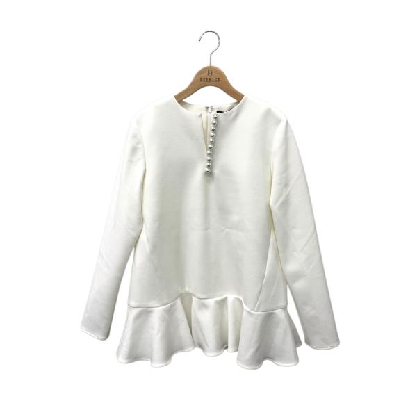 ヨーコチャン ロングスリーブラッフルヘムパールブラウス YCB-125-460