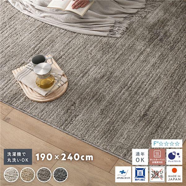 ミックスパイル ラグ 約190×240cm 洗える 日本製 国産 軽量 防ダニ