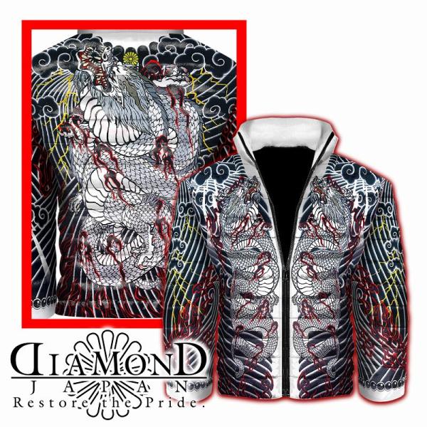 ソフトボア 中綿ジャケット 服 DIAMONDJAPAN dj-203 白竜 刺青 和柄 胸