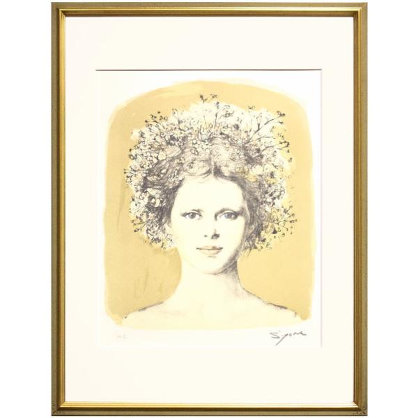 日本洋画壇の重鎮 芝田米三 フランス人形の絵 鉛筆とパステルによる