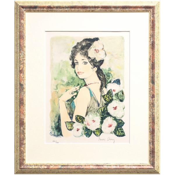 ベルナール・シャロワ】 デッサン・アールヌーボー風 女性肖像画