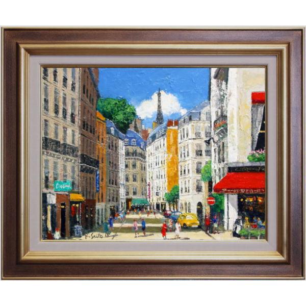 海外作家 ロディカ・イリエスク 油絵 絵画 風景画 パリの街並み 額装