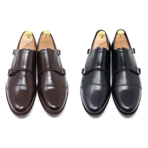 GLENFORD 本革 ダブルモンクストラップ レザーソール 革底 ハンド