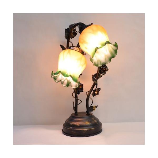 テーブルランプ アールヌーボー調 フラワーシェープ ガラスシェード