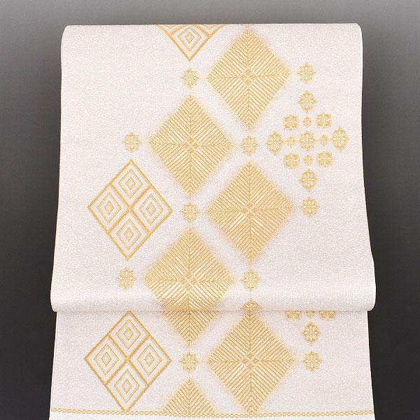 袋帯 西陣織 老舗 機屋 謹製 菱文様 白 : 帯専門店おびや - 通販