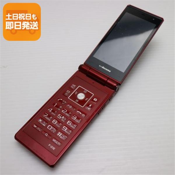 美品 F-01E レッド 即日発送 ガラケー FUJITSU DoCoMo 本体 白ロム