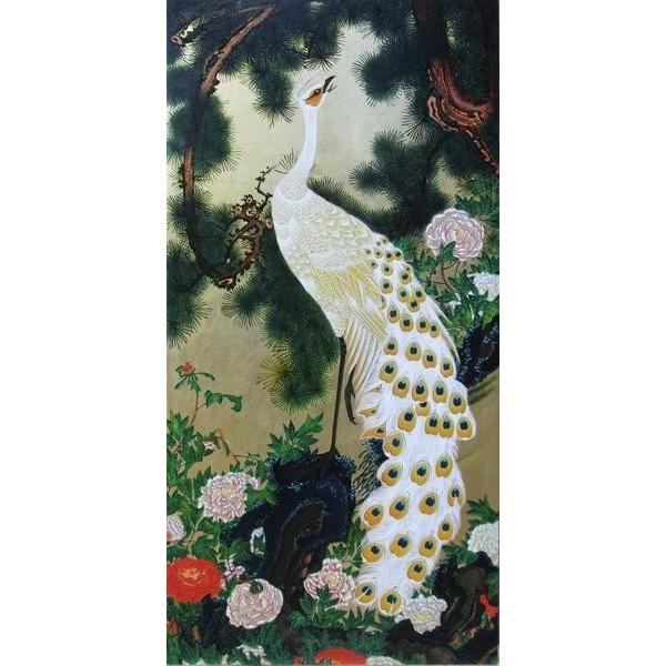 漆絵 伊藤若冲の名作_老松孔雀図 NH294 : 絵画制作専門ユーラシア