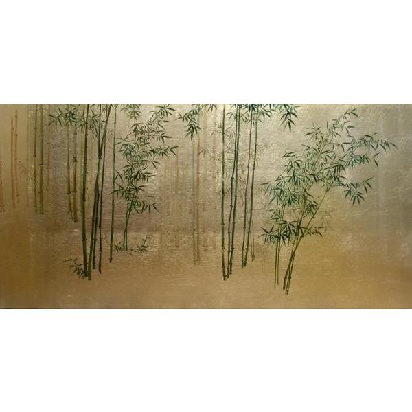 漆絵 円山応挙の名作_雨竹風竹(うちくふうちく)図・左隻 NH112L : 絵画