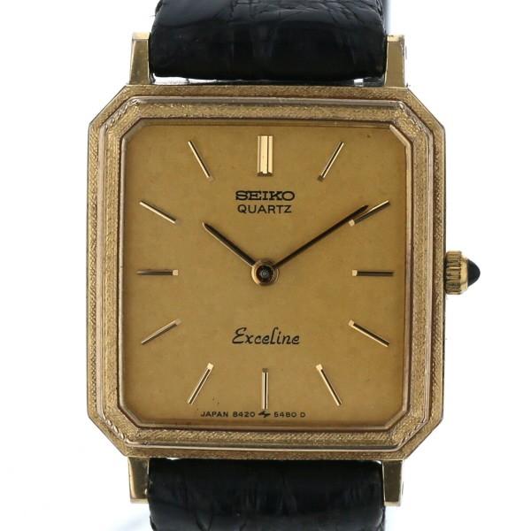 セイコー SEIKO エクセリーヌ 革ベルト 8420-5410 クオーツ ゴールド