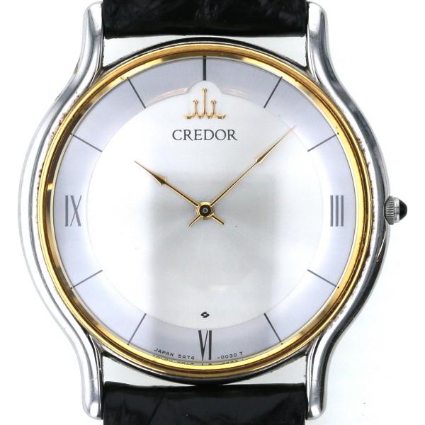 セイコー SEIKO クレドール 18K ベゼル 5A74-0020 クオーツ シルバー