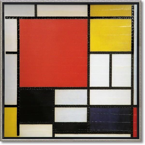 油絵 ロンロンロン コンポジション*鳥 黄・赤・青と黒のコンポジション