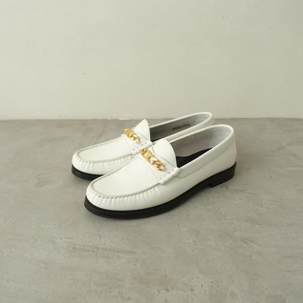 セリーヌ CELINE *トリオンフチェーン付きローファー 37.5/23.5*白