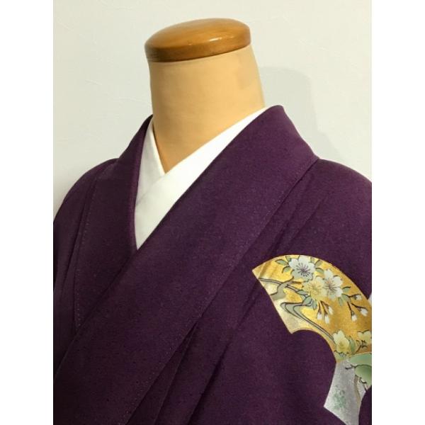 正絹 薄紫色 刺繍 付下げ☆蝶々の洒落紋☆新品、未使用、躾付き、裄65.5】