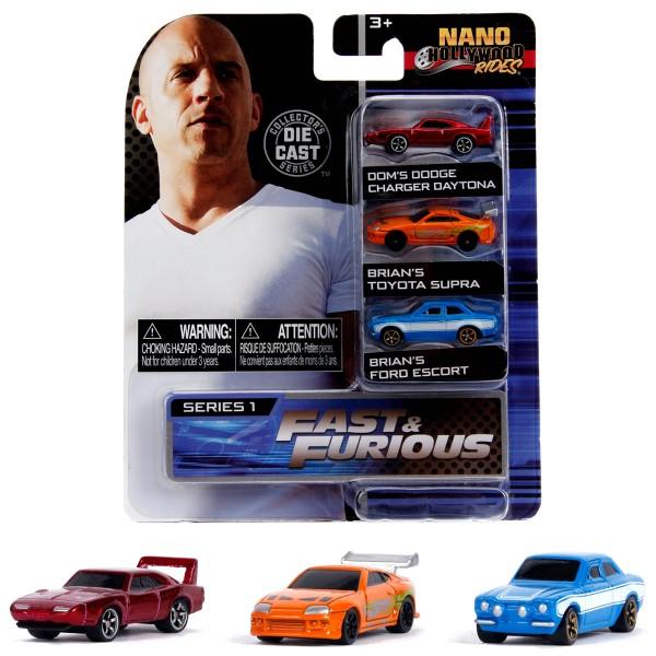 Jada JADATOYS Nano Hollywood Rides FAST & FURIOUS 3-PACK SERIES 1