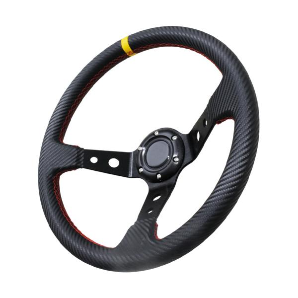 MOMO形状対応 ステアリング カーボン×赤 35Φ 350mm ハンドル カラー