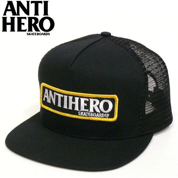 ANTIHERO（アンタイヒーロー） ロゴワッペンメッシュキャップ ブラック